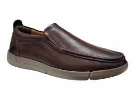 Pantofi barbati, casual, din piele naturala, cu elastic, Maro, TEST49M